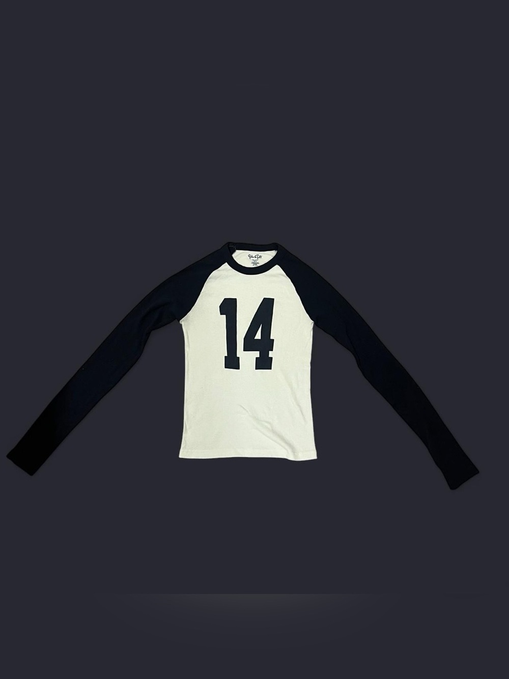 Brandy Melville Black & White '14' Raglan Long Sleeve Top